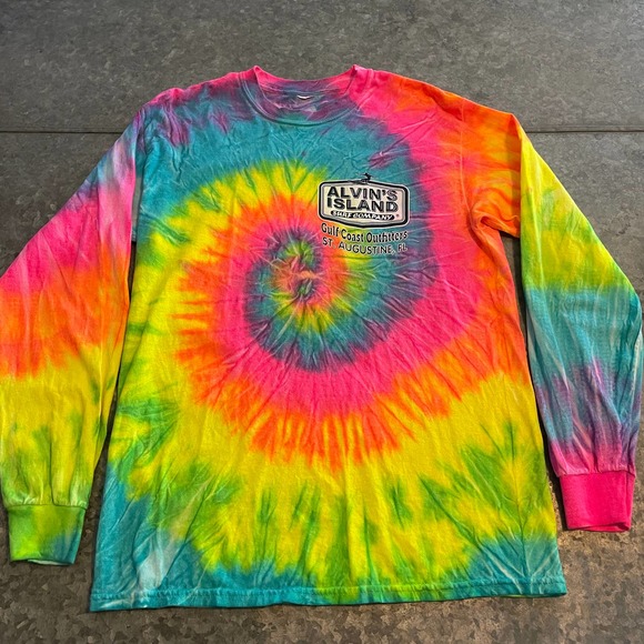 Vintage Other - Alvin’s Island Surf Company Neon Tie Dye Long Sleeve Tee Shirt Mens Small Medium